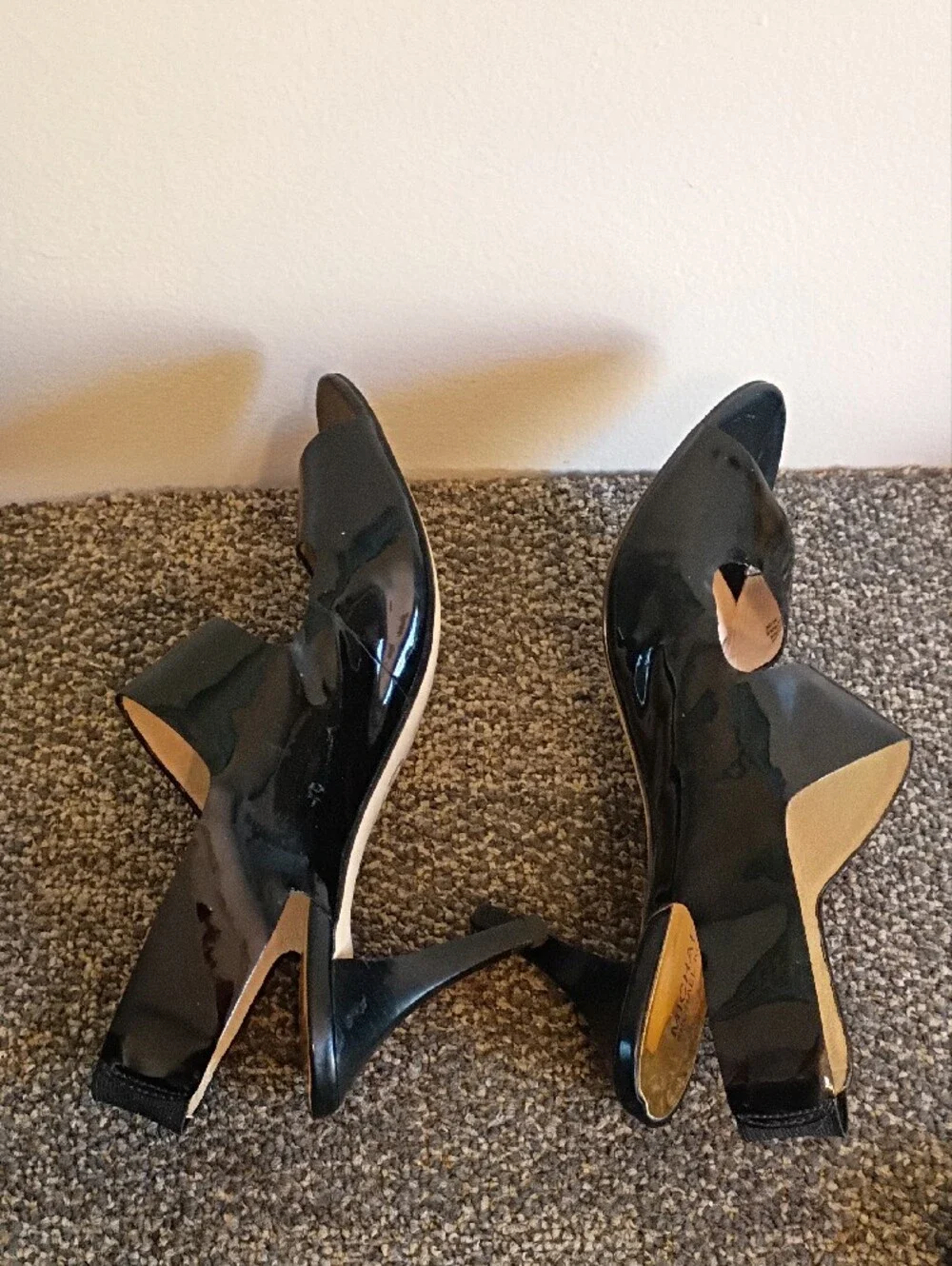 Michael Kors Black Patent Open-Toe Slingback Heels